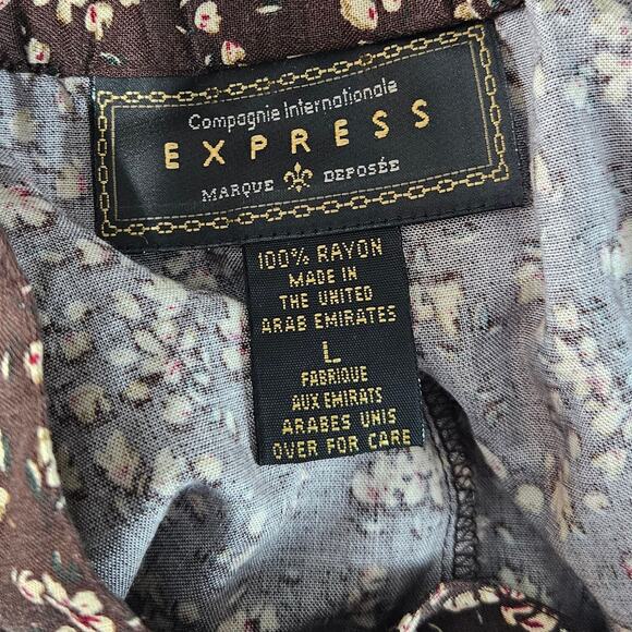 Vintage Express 90's Floral Maxi Skirt Brown Ditsy Print Cottagecore Coquette L - Picture 7 of 8